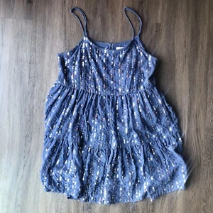 Urban Outfitters Hanna Mini Dress Women’s S Blue Sequin Embellished Babydoll - Picture 1 of 7