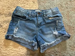 Lucky Brand Denim Shorts GIRLS  rolled cuff Riley Short Adjustable Waist Size 14 - Picture 1 of 8