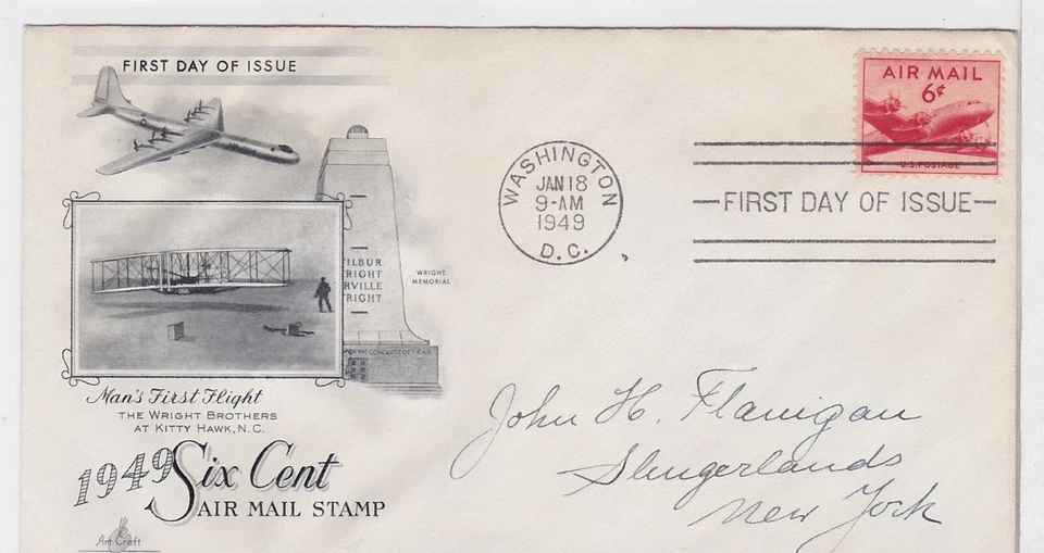 TurtlesTradingPost- 6 Cent Airmail 1949 FDC #C39 Artcraft Cachet - Image 1 of 1