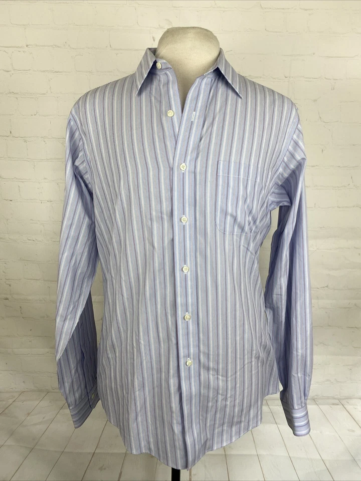 Brooks Brothers Men's Blue Striped Cotton Button Up Shirt 15.5-36 $138 - Image 1 of 4