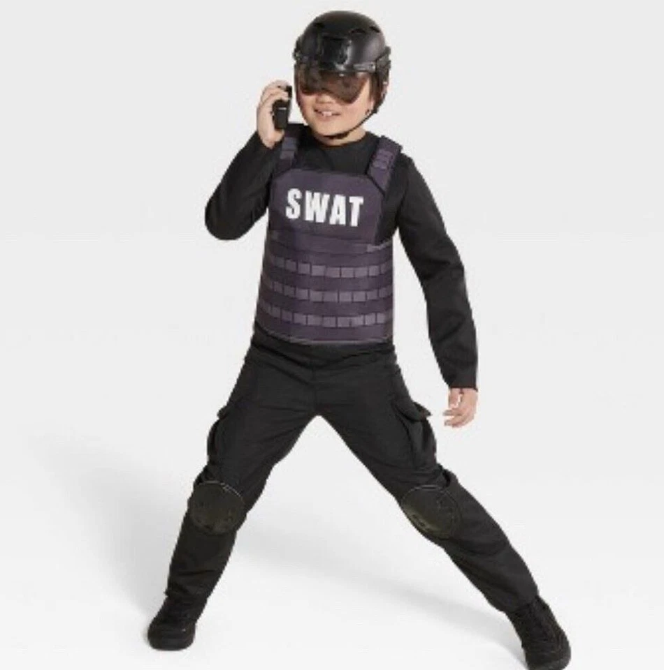 Niños Niñas SWAT Oficial Equipo Táctico Halloween Disfraz Talla Pequeña Mediana Grande Nuevo con Etiquetas Foto 1 de 1