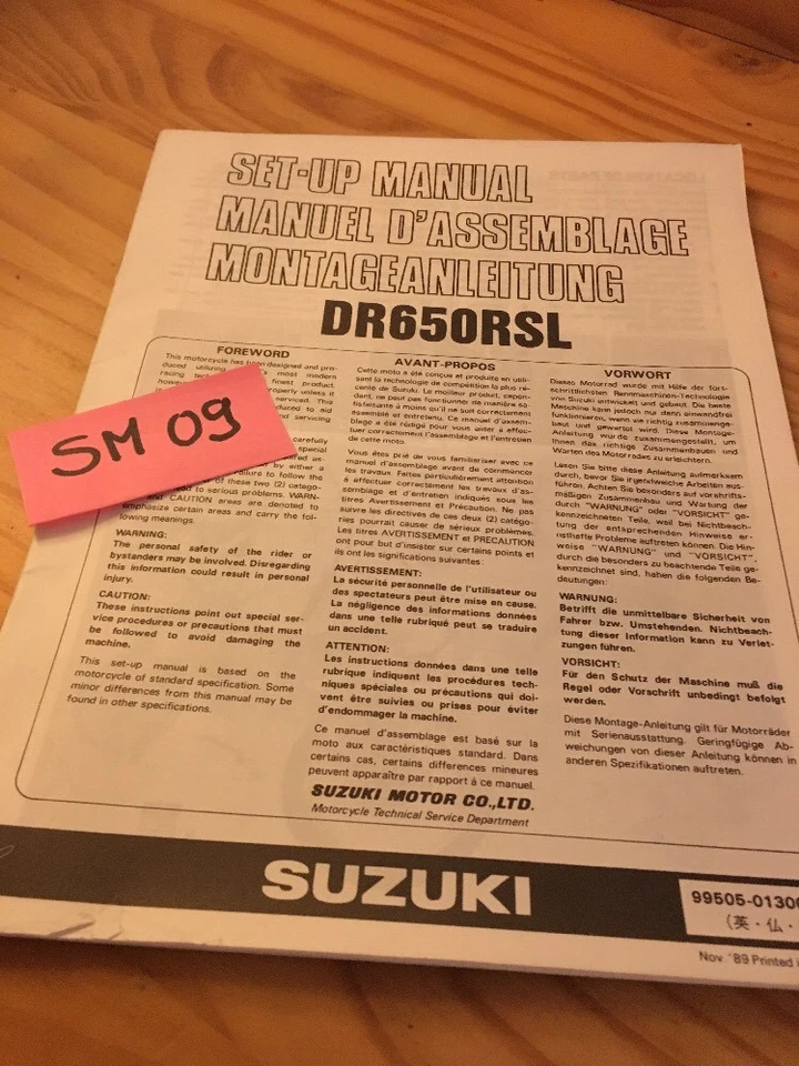 Suzuki DR650RSL DR650 Rsl Dr 650 Manual Preparation Instalacion Manual Montaje - Imagen 1 de 1