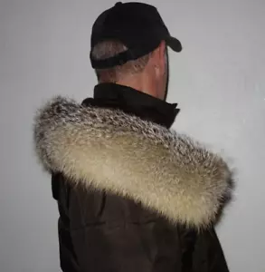 Fuchs Pelz Kapuze Kragen XXL Echt Fell Besatz Jacke Parka Mantel Graufuchs Fox - Bild 1 von 5