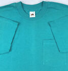 T-Shirt NOS Vintage 80er LEER BLAU FRUIT OF THE LOOM TASCHE LARGE/XL Einzelstich