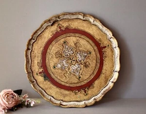 Vintage Wooden Decorative Tray Florentine Gilded Italian Tray Home Decor - Picture 1 of 4
