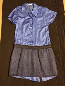 Nina Ricci Olivier Theyskens Paris Shiny Twist Shirt Dress Combo 38/M Silk Mix!! - Picture 1 of 12