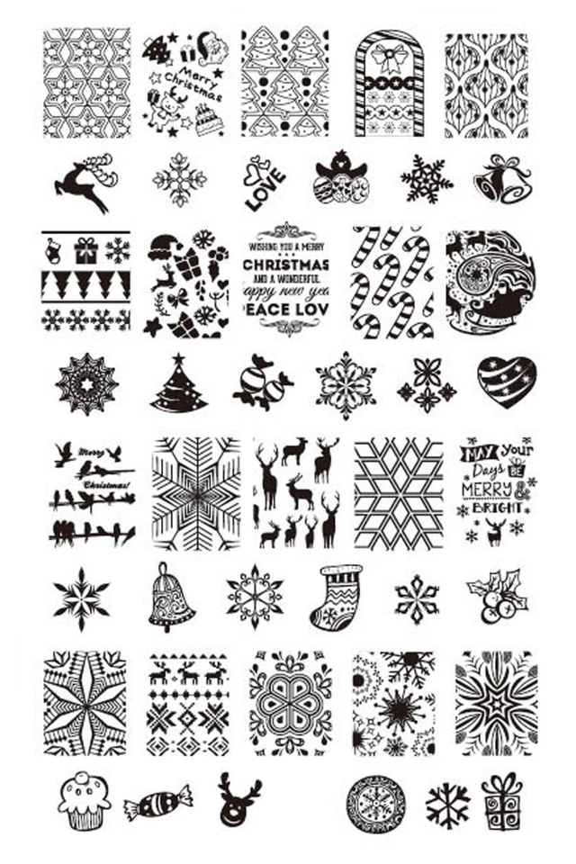 RM BEAUTYNAILS XXL Weihnachts Stamping Schablone Stempel Platte X-Mas Nikolaus Eisblume MR03