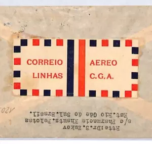 BRAZIL Cover *LINHAS CGA* Air Mail ETIQUETTE/LABEL Pelotas 1932 Prague YQ332 - Picture 1 of 8
