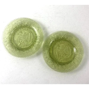 2 placas de águila de vidrio verde Westmoreland de 3,5 pulgadas de diámetro diseño ornamentado vintage - Imagen 1 de 3