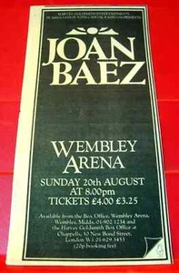 Joan Baez Wembley Gig Vintage ORIGINAL 1978 Press/Magazine ADVERT 8"x 4" Folk - Imagen 1 de 3