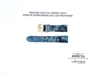 Auténtica banda de cuero Invicta Venom 18314 azul/marrón/negro 20MM Foto 1 de 3