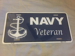 New Metal Navy Veteran License Plate  - Picture 1 of 1