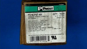 Terminal de pasador Panduit PV18-P47-MY, cable 22-18 AWG, longitud de 0,49 pines. 100 piezas - Imagen 1 de 2