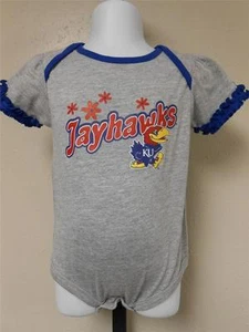 New-Mended- Kansas Jayhawks Infants Girls 3-6 Months (3/6M) Gray Adidas Bodysuit - Picture 1 of 7