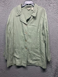 J Jill Jacke Damen grün XL 100% Leinen zwei Taschen Knopfleiste Langarm - Bild 1 von 8