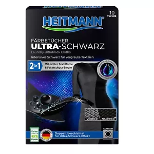 Serviettes de teinture Heitmann ultra noir 10 chiffons noir intense pour gris - Photo 1 sur 7