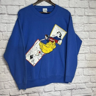 Vtg Snow White Seven Dwarfs 90s Disney Embroidered Sweatshirt Movie Comics USA - Image 1 of 4