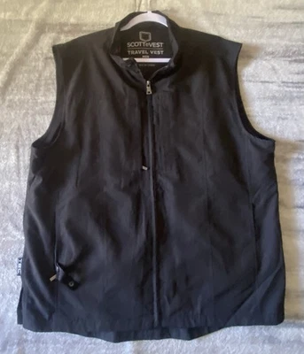 SCOTTeVEST Men's XL RFID Travel Vest Black TEC Pockets Travel Lightweight - Image 1 of 4