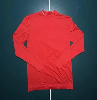 Camisa de compresión Under Armour Coldgear manga larga para hombre mediana roja cuello falso Foto 1 de 4