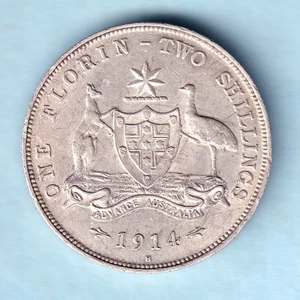 Australia.. 1914-H Florin.. Part Lustre - gVF.. Feint 8 Pearls - Picture 1 of 4