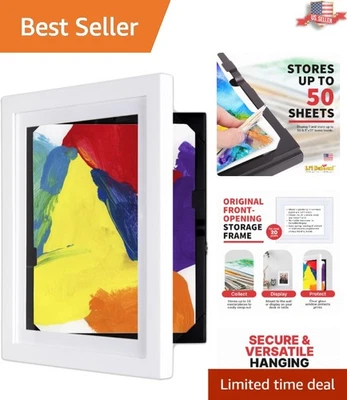 Li’l Davinci Art Cabinet - Holds 50 Kids’ Art Pieces, Elegant White Frame - Image 1 of 4