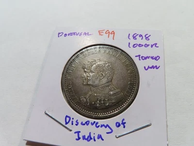 E99 Portugal 1898 "Descubrimiento de la India" 100 Reis UNC Tonificado Foto 1 de 2