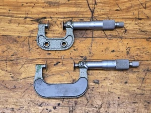 Pair Of Mitutoyo Metric Flange Disc Micrometers 0-25mm & 25-50mm Ratchet Stops - Picture 1 of 5