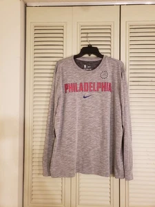 NBA Philadelphia 76ers Men's XL Gray T Shirt Nike Dri-Fit Long Sleeve - Picture 1 of 5