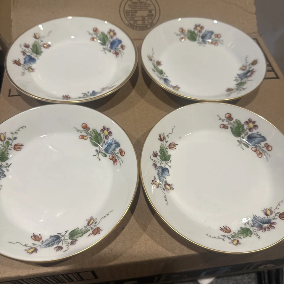 Juego de 4 platos de mantequilla de pan con borde dorado floral Richard Ginori Italia hechos en Italia Foto 1 de 4