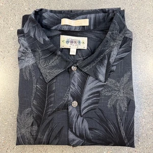Vtg Campia Moda Shirt Mens 2XL Black Palm Leaf Hawaiian Button Up Casual Summer - Picture 1 of 10