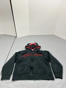Disney Parks Minnie Mouse Hoodie Girls XL Zip Up Red Bow Polka Dot Sweatshirt - Picture 1 of 11