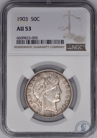 1903 Barber Half Dollar 50c NGC AU53 Cover