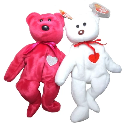 VTG Set Beanie Babies Valentino 1993 PVC + Valentina 1999 PE,  Retired ADORABLE! - Image 1 of 4