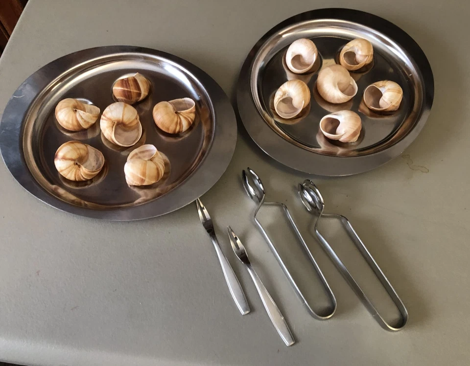 Par de conjuntos para servir escargot com conchas - Imagem 1 de 4