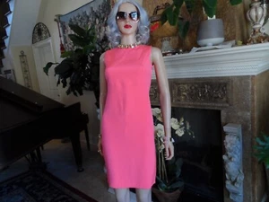 Akris-Bergdorf Goodman Salmon Pink 100% Silk Sheath Dress Size US 6 - Picture 1 of 19