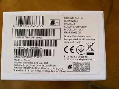 HUAWEI P40 LITE DUAL SIM 6/128 GB COLOR CRUSH GREEN (51095CJX) MODEL JNY-LX1 - Immagine 1 di 4