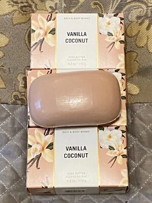 3 x Bath & Body Works Vanilla Coconut Shea Butter Cleansing Bar Soap 4.2 oz - Image 1 of 3