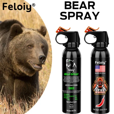 2 Pack Feloiy 30 Feet BEAR Deterrent Repellent Spray 11 oz CAMPING HIKING