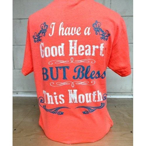 Country Life Southern Attitude Coral Bless This Mouth T-Shirt - Imagem 1 de 1