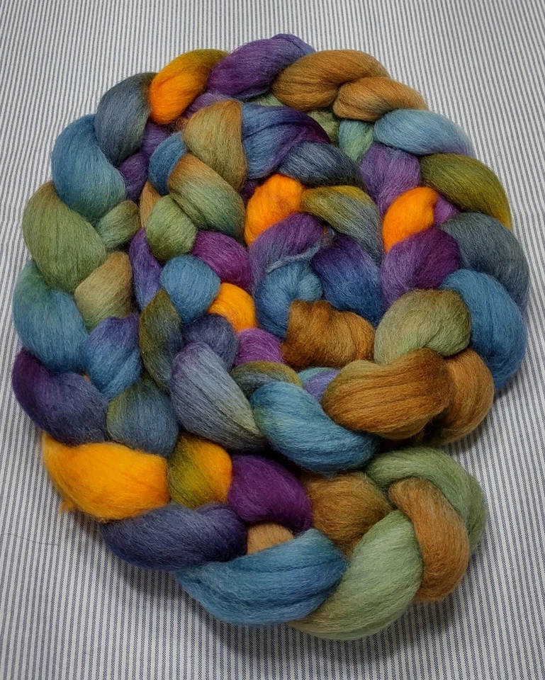 USA Hand Dyed Painted Med Wool Combed Top Roving Spinning Felting Edith - Image 1 of 1