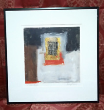 Marilyn Bergstrom Signed Monotype Abstract Art Print -  24" x 24" Metal Frame V1