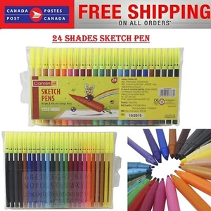 24 Multicolor Vibrant and Bright Shades Camlin Sketch Pens With Free Stencil - Picture 1 of 6