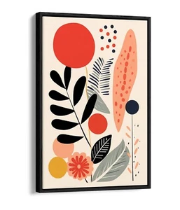 MINIMALIST BOHO ABSTRACT BOTANICAL 3 -FLOAT EFFECT FRAMED CANVAS WALL ART PRINT - Picture 1 of 8