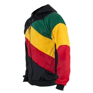 Rasta Reggae Jacket Jamaica Kids Boys Girls Colours Hoodie Africa Zipped Jumper - Picture 1 of 3