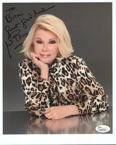 JOAN RIVERS authentic hand signed 8x10 photo    GREAT COMEDIAN   JSA    To Brian Cover