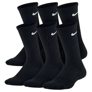 NWT Unisex Youth Nike Black 6 Pack Cushioned Crew Socks Size 10C-3Y - Picture 1 of 1