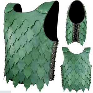 Halloween Larp Greek Leather leaf Breastplate Imperial Men Elf Leather Armor - Picture 1 of 4