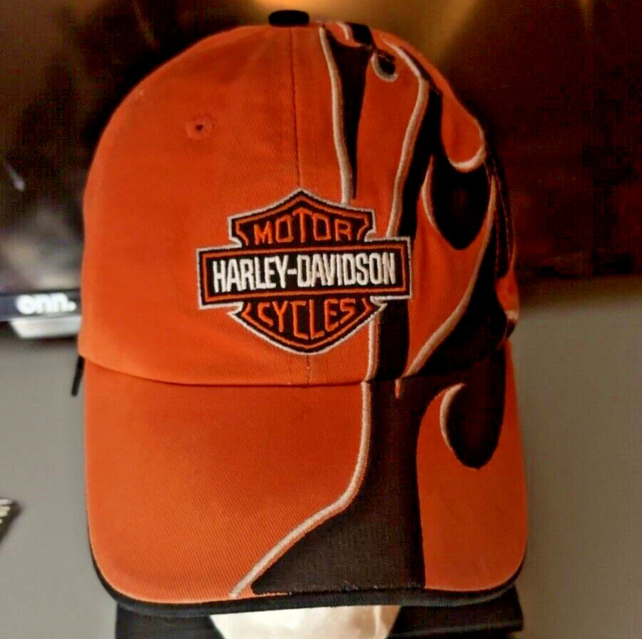 Gorra Harley Davidson Flame AOP correa bordada de colección Y2K Cycle Hog Dad EE. UU. Foto 1 de 4