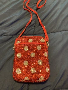 Disney Parks Red & White Mini Mouse Sequin Shoulder Cross-body Bag - Picture 1 of 11