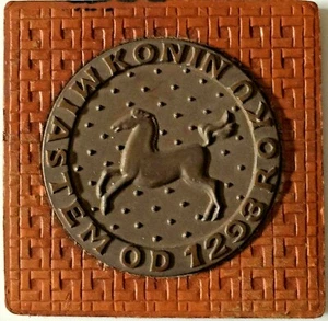 Placa redonda de bronce para la ciudad polaca KONIN fundación de la ciudad 1293, réplica - Imagen 1 de 3